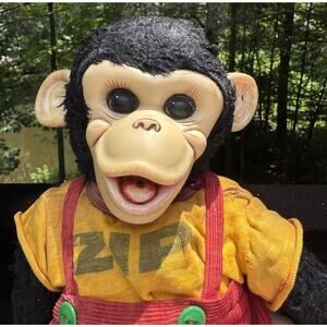 Vtg 1950 Rushton Zip The Monkey Rubber Faced Plush 15" Zippy Stuffed Animal -1